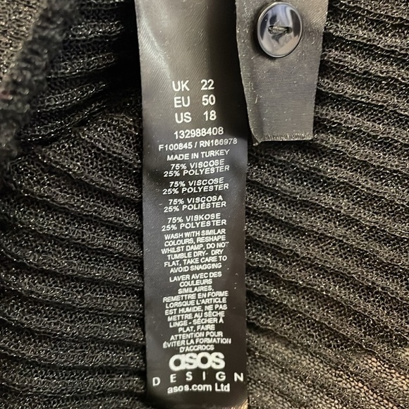 Asos Design Curve Women’s 18 Black Sheer Ribbed Button Up Collared Blouse - Picture 8 of 8